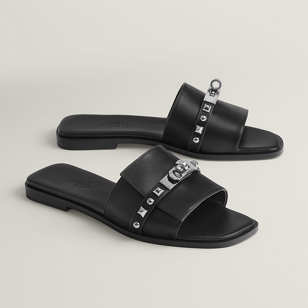HERMES エルメス レディース H金具 フリンジ ミュール サンダル